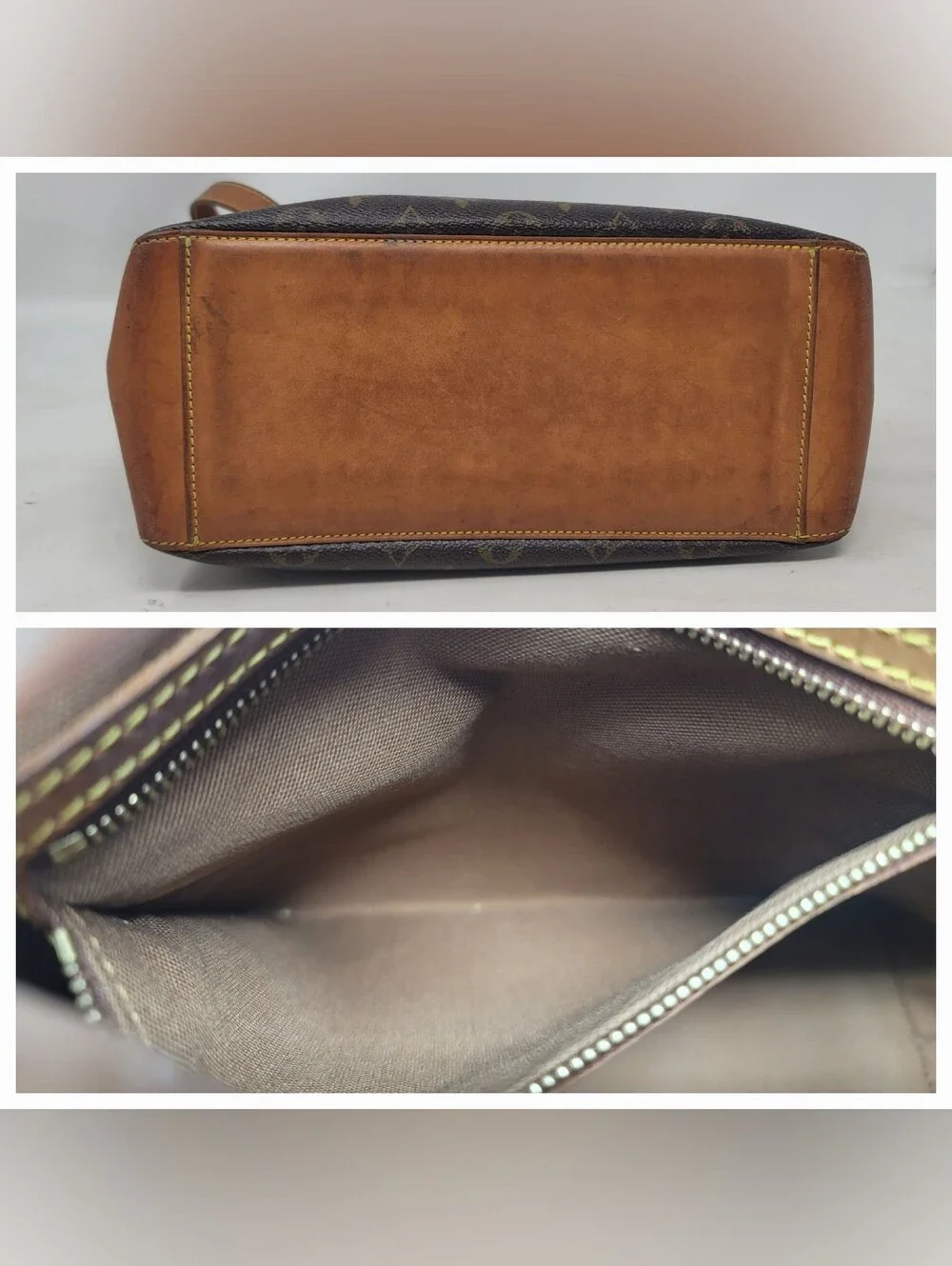 Louis Vuitton Cabas Piano Monogram Canvas Leather Shoulder Bag Authentic DU0072